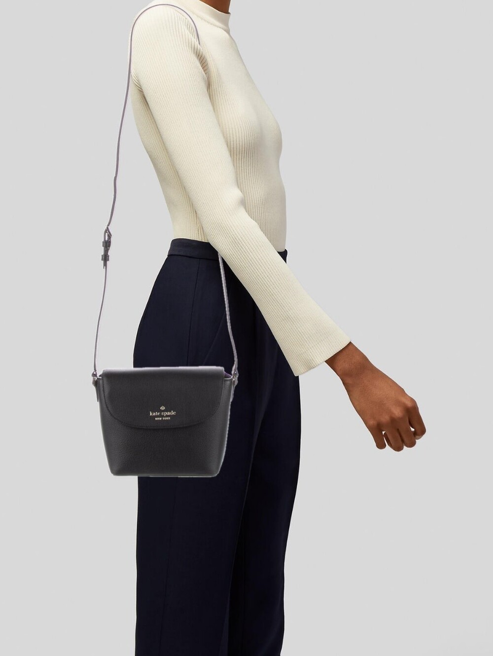 kate spade Black Crossbody Mini Bucket Bag with Gold Logo